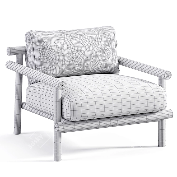 Sleek Fabric Garden Armchair Model 3D model image 6