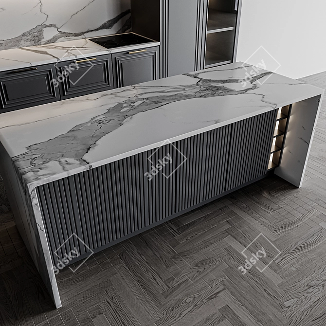  Customizable Kitchen Unit Set 3D model image 6