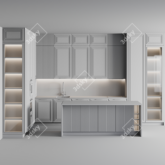  Customizable Kitchen Unit Set 3D model image 7