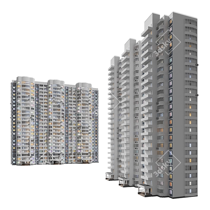 Luxury Skyscraper Living Solution 3D model image 4