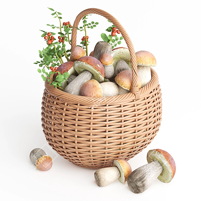 Organic Mushroom Basket Sculpture 3D model image 1