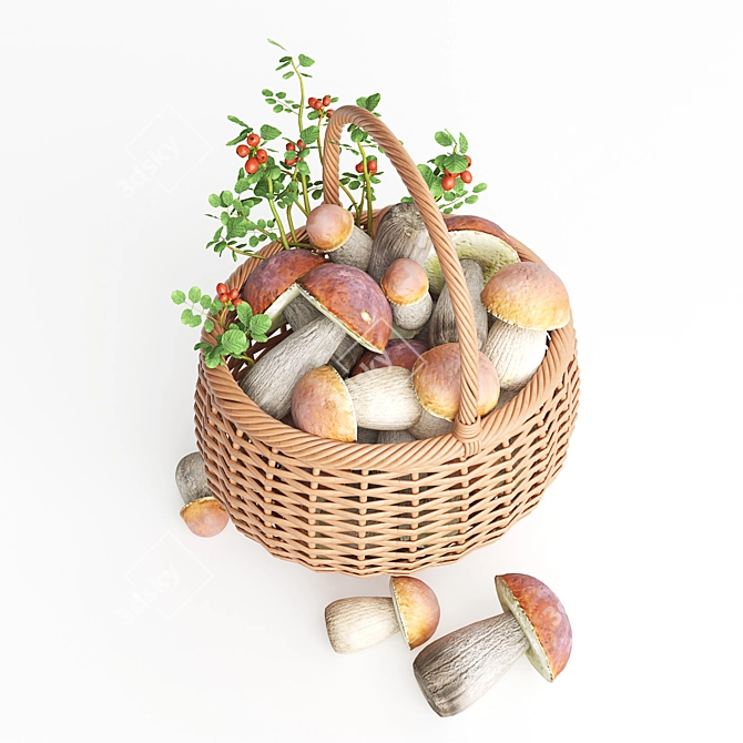 Organic Mushroom Basket Sculpture 3D model image 2