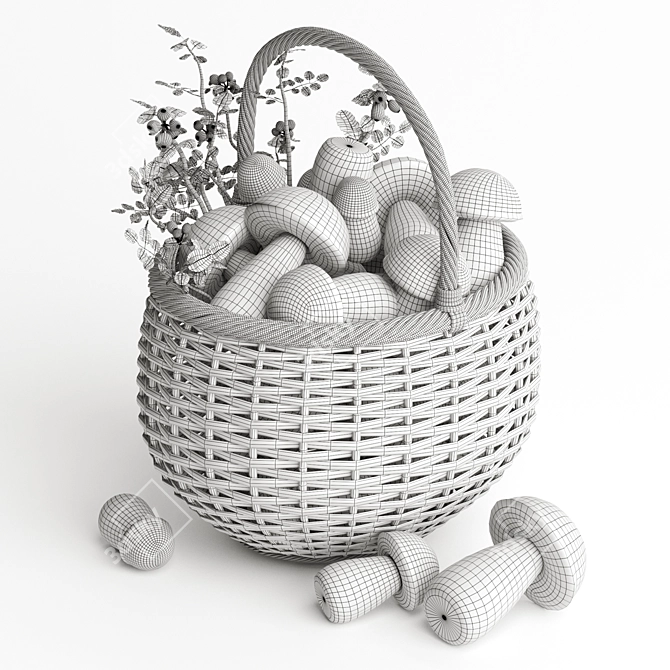 Organic Mushroom Basket Sculpture 3D model image 7