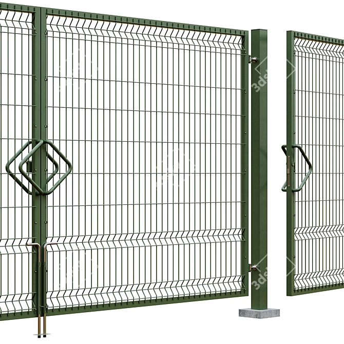 3D Mesh Gate, Fence & Gate Kit 3D model image 3