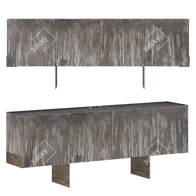 Sleek Stone Domi Credenza 3D model image 1