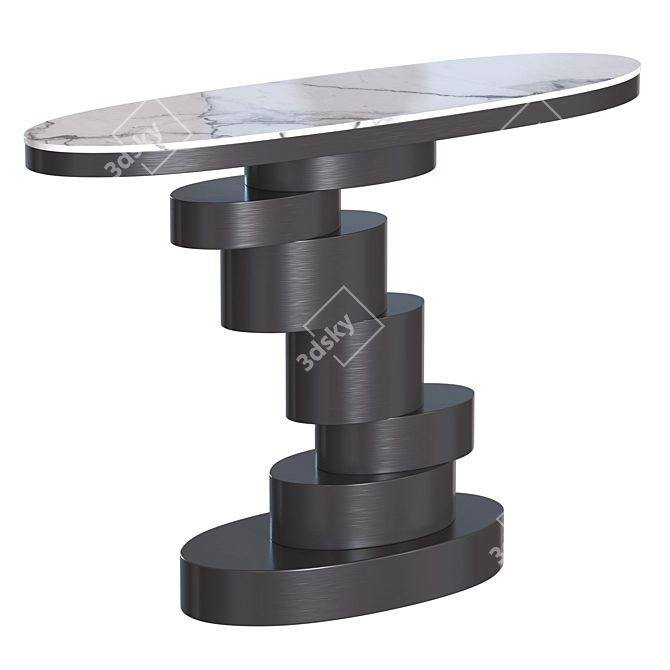 Elegant Oval Stone Console Table 3D model image 3