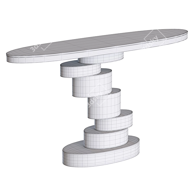 Elegant Oval Stone Console Table 3D model image 7