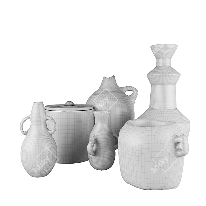 Handcrafted North African Vases 3D model image 5