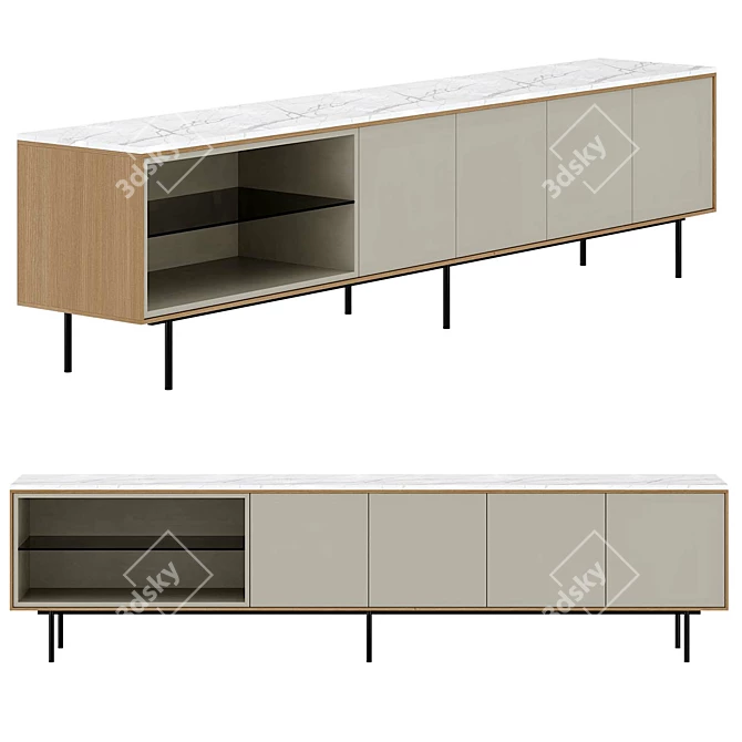 Minimalist Oak Sideboard with Doors 3D model image 1