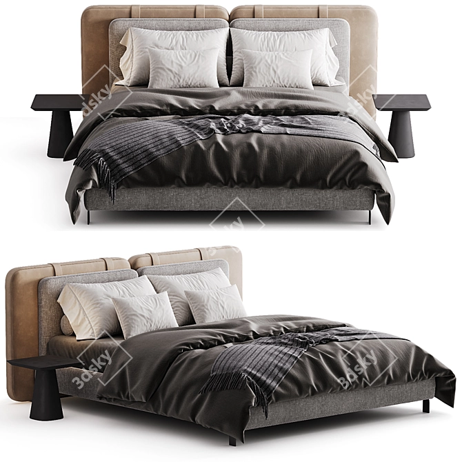 Luxurious Minotti Tatlin Soft Bed 3D model image 2