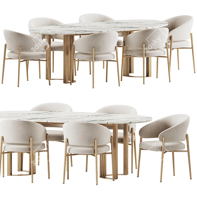 Modern Faux Marble Dining Set 3D model image 2