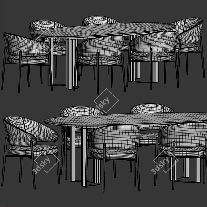 Modern Faux Marble Dining Set 3D model image 3
