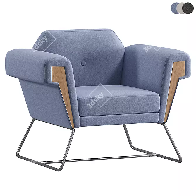 Modern Sled Base Armchair Design 3D model image 1