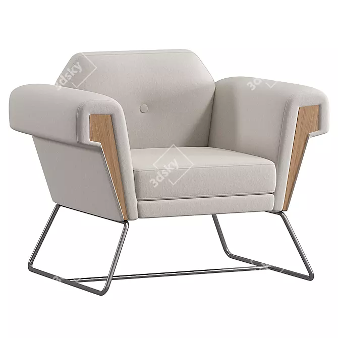 Modern Sled Base Armchair Design 3D model image 2