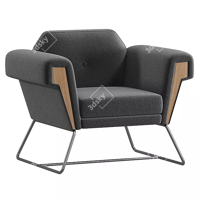 Modern Sled Base Armchair Design 3D model image 3