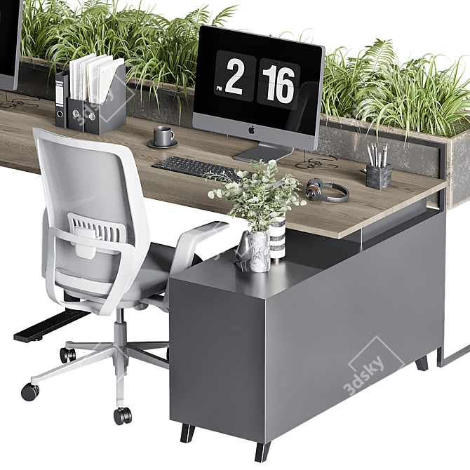 High-Quality Employee Office Furniture Set 3D model image 2