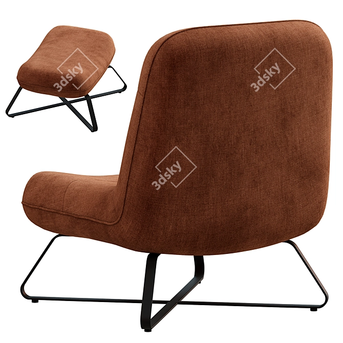 Stylish Raffia Upholstered Chair 3D model image 4