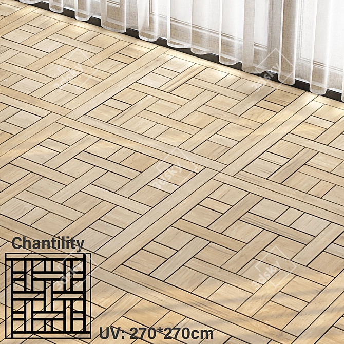 Seamless Parquet Wood Texture Bundle 3D model image 2