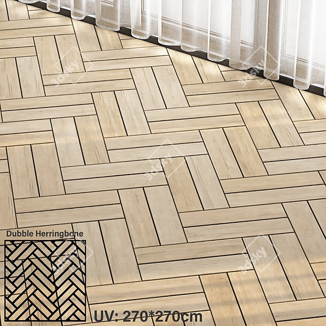 Seamless Parquet Wood Texture Bundle 3D model image 4
