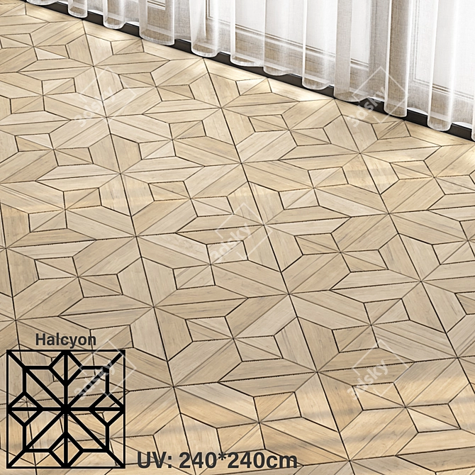 Seamless Parquet Wood Texture Bundle 3D model image 5