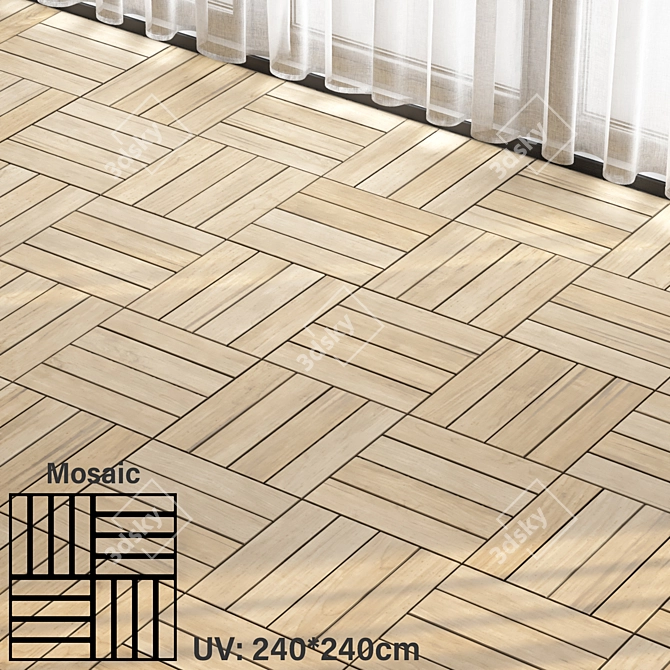 Seamless Parquet Wood Texture Bundle 3D model image 6