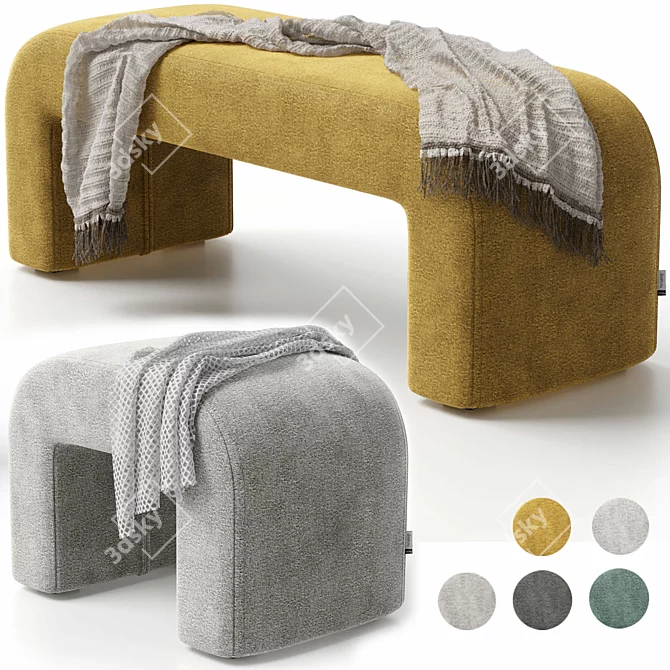 Cosy Puff and Bench Set 3D model image 16