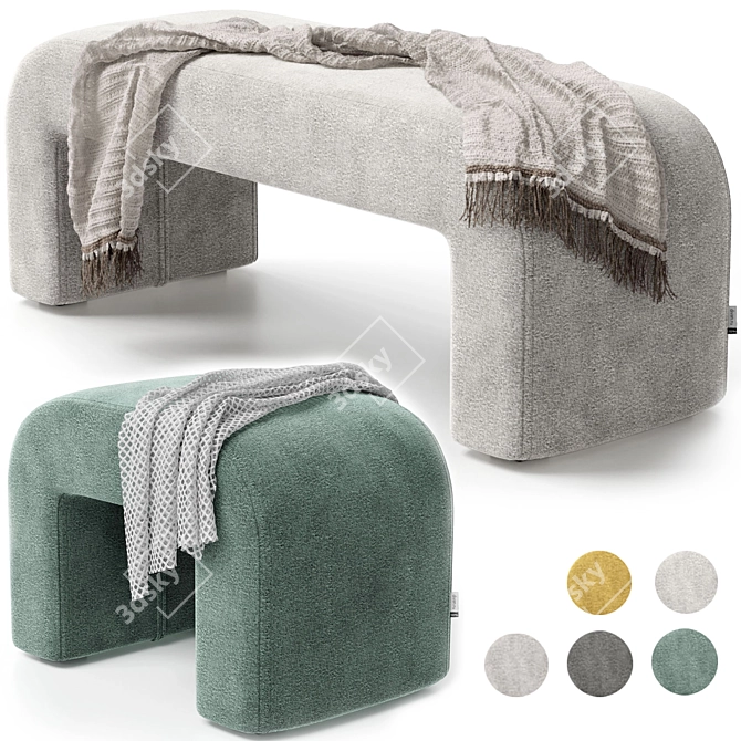 Cosy Puff and Bench Set 3D model image 9