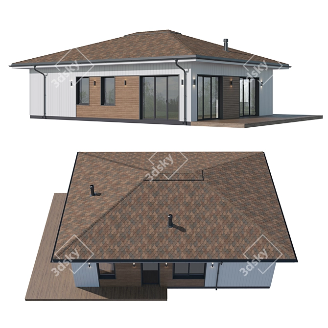 Modern Terrace House Kit 3D model image 2