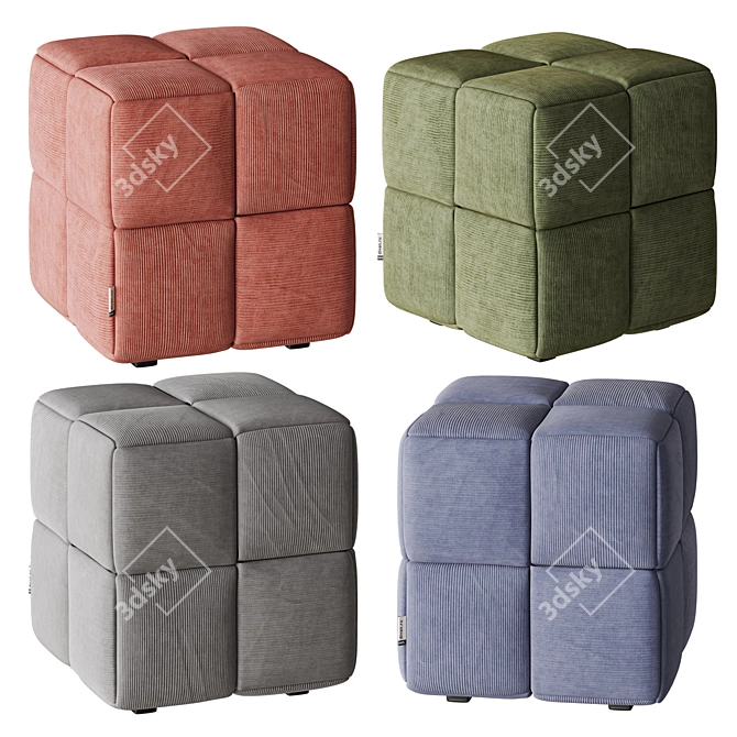 Colorful Contemporary Pouf: Klaum 3D model image 3