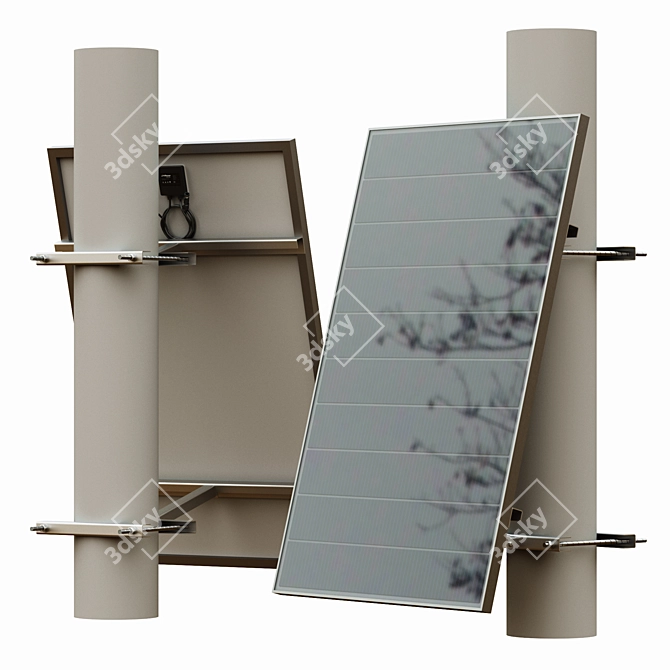 Solar Panel on Pole 3D model image 2