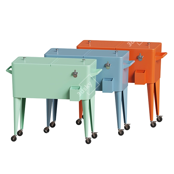 Classic Patio Cooler With Wheels 3D model image 1