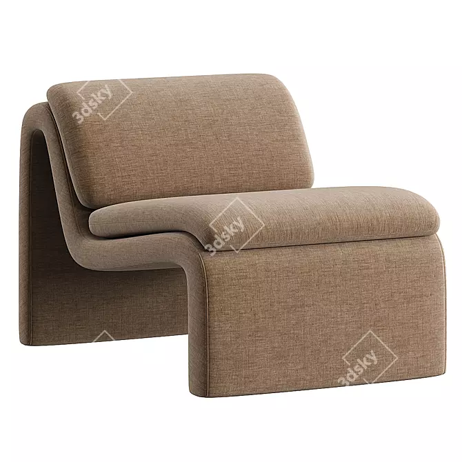 Modern Curved Chair: Sleek Design 3D model image 3