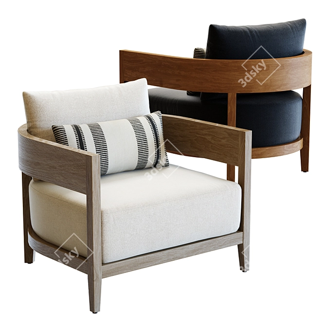  3D Balmain Lounge Chair Model 3D model image 1