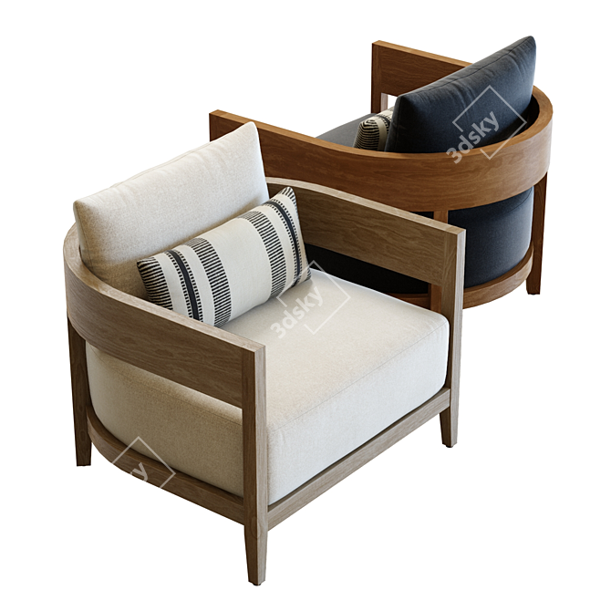  3D Balmain Lounge Chair Model 3D model image 2