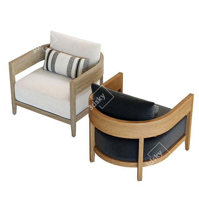  3D Balmain Lounge Chair Model 3D model image 4