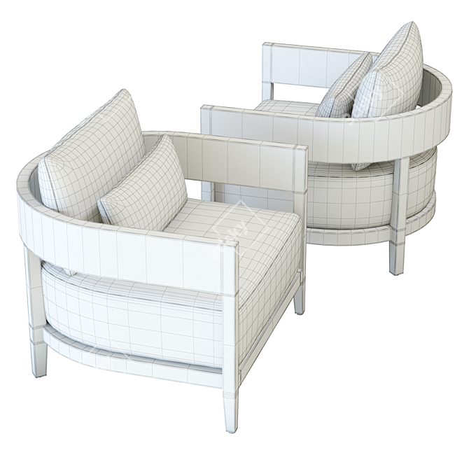  3D Balmain Lounge Chair Model 3D model image 7