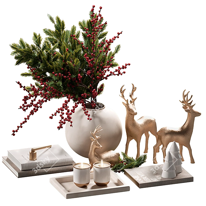 New Year Decor Set 3D model image 5