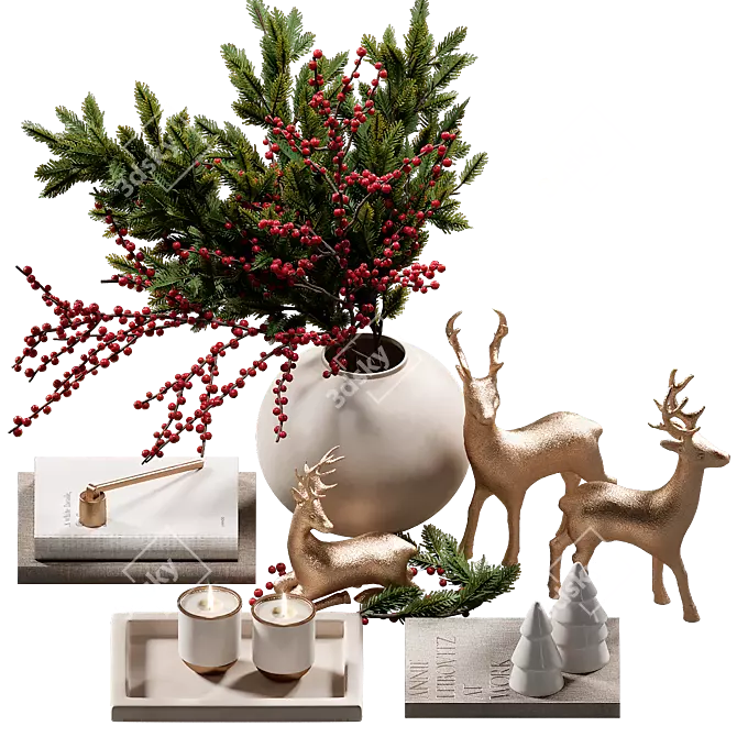 New Year Decor Set 3D model image 8