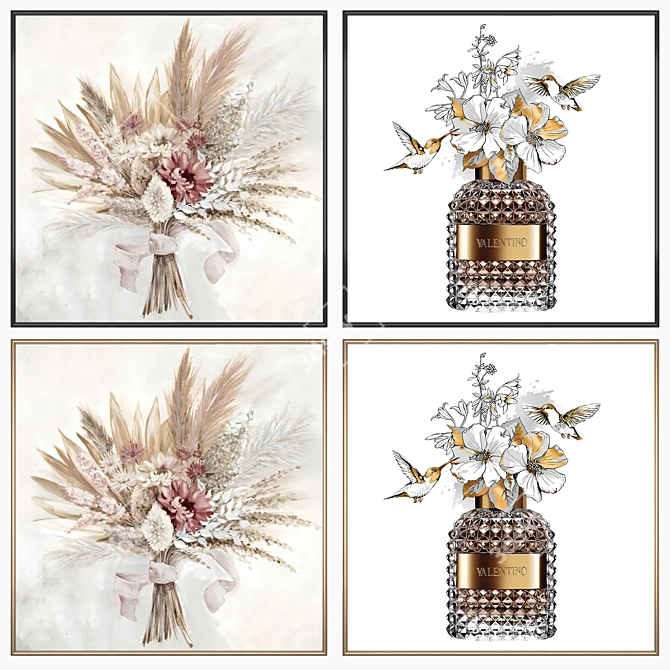 Wall Art Set with Frames 3D model image 2