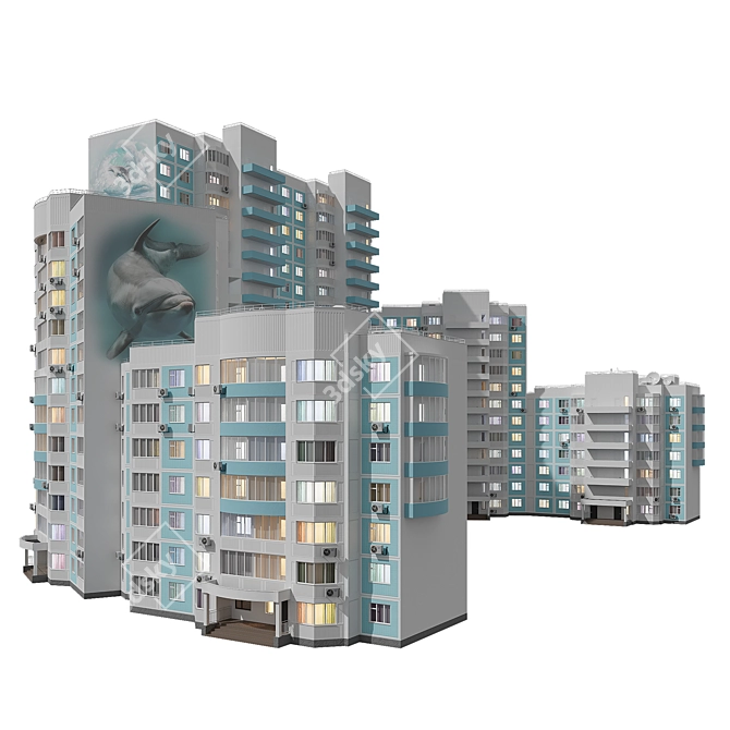 Sail Mural Variable-height Building 3D model image 5