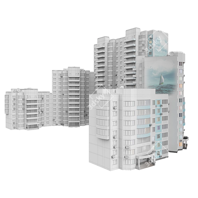 Sail Mural Variable-height Building 3D model image 6