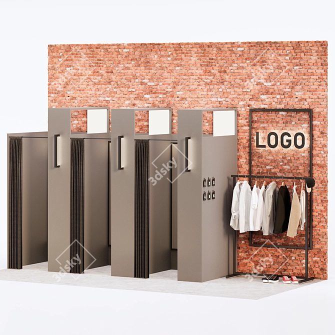 Versatile Clothing Fitting Room 3D model image 4