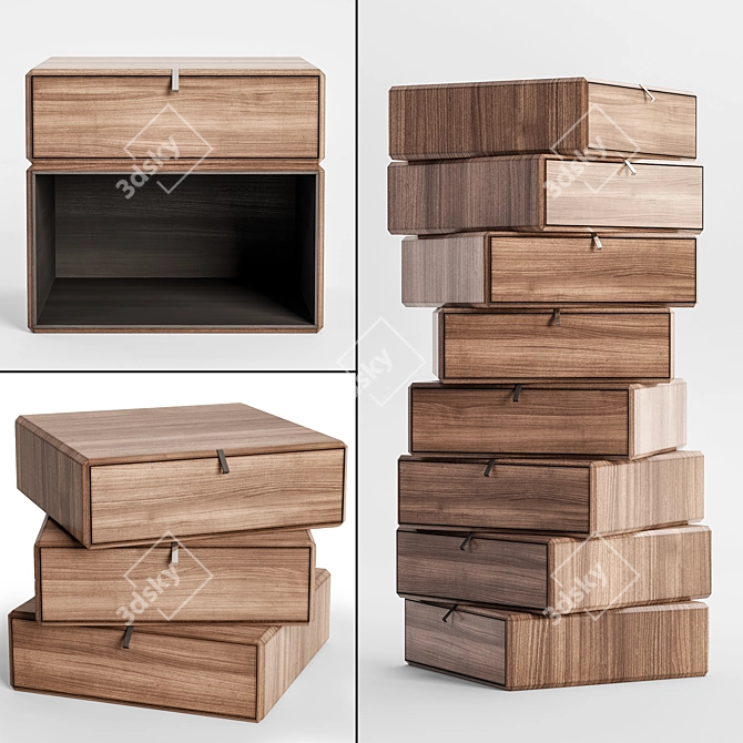 Teorema Modular Walnut Commode 3D model image 1