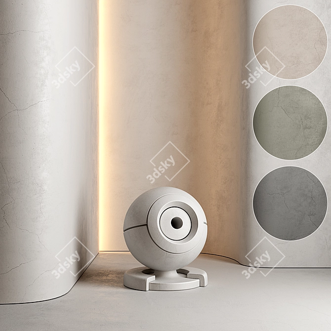 Cracked Plaster Wall Texture Pack 3D model image 1
