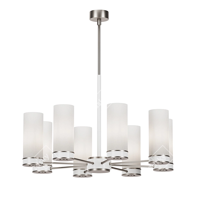 Minimalist Steel Chandelier with Fabric Shades 3D model image 1