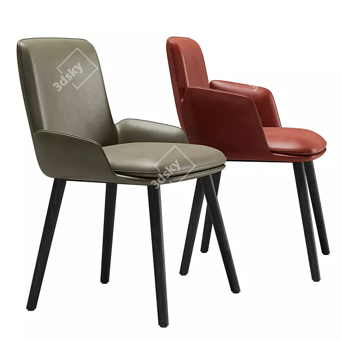 Modern Wing Chair in Leather 3D model image 1