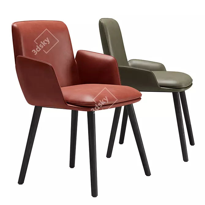 Modern Wing Chair in Leather 3D model image 2