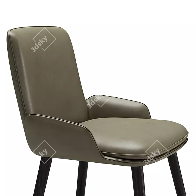 Modern Wing Chair in Leather 3D model image 5