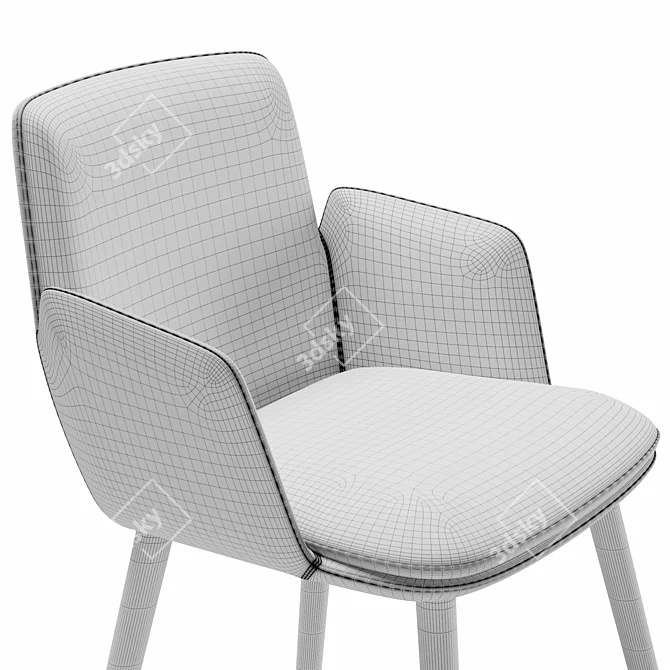 Modern Wing Chair in Leather 3D model image 7