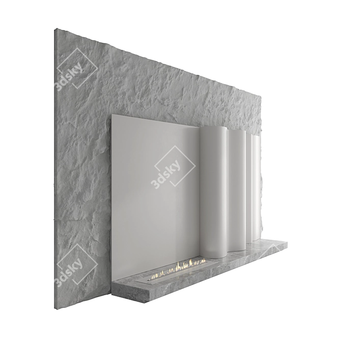 Modern Biofireplace Wall Set 3D model image 2